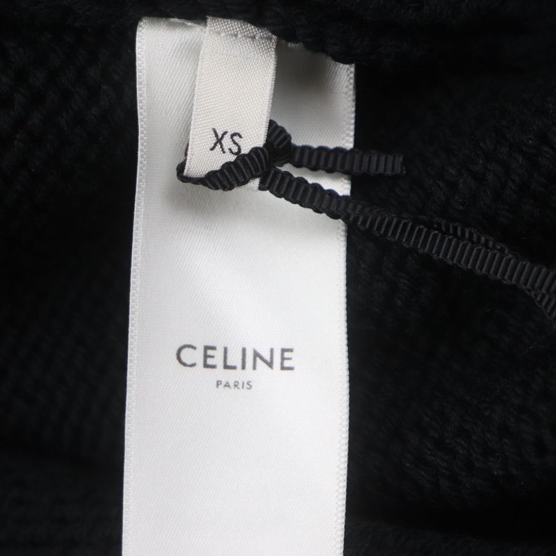 Celine 2a43l717m 94% Wool Pierrot Boxy Crewneck Knit Sweater Black XS Made In