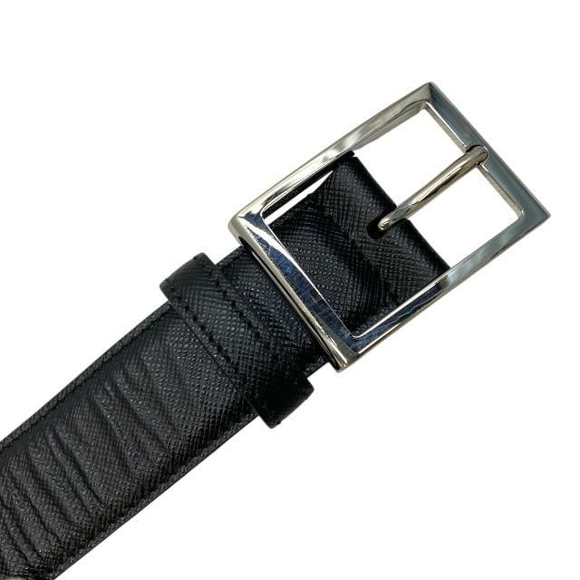 Prada 2cc121 4 Belt Saffiano Leather Black Silver [size 90/36]