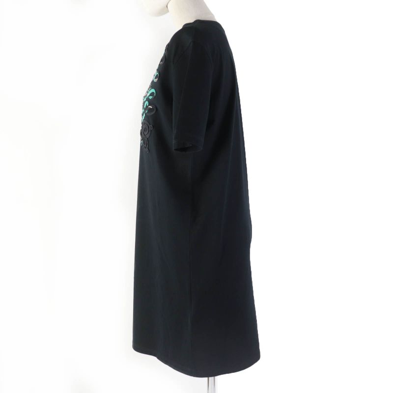 Hermes 2021ss 100% Cotton Front Silk Design Short Sleeve Dress Black 34 Made In