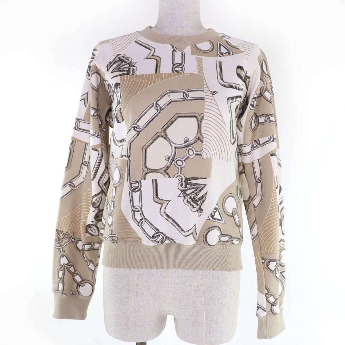 Hermes Kaleidoscope Effect Cotton Sweatshirt Beige 38