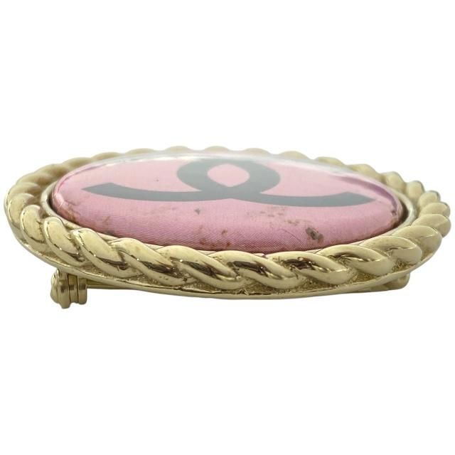Chanel Brooch Pin Brooch Accessories Jewelry Circle Small Coco Mark GP Pink