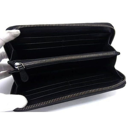 Bottega Veneta Wallet Intrecciato Black Leather Zip Around Silver — view 3