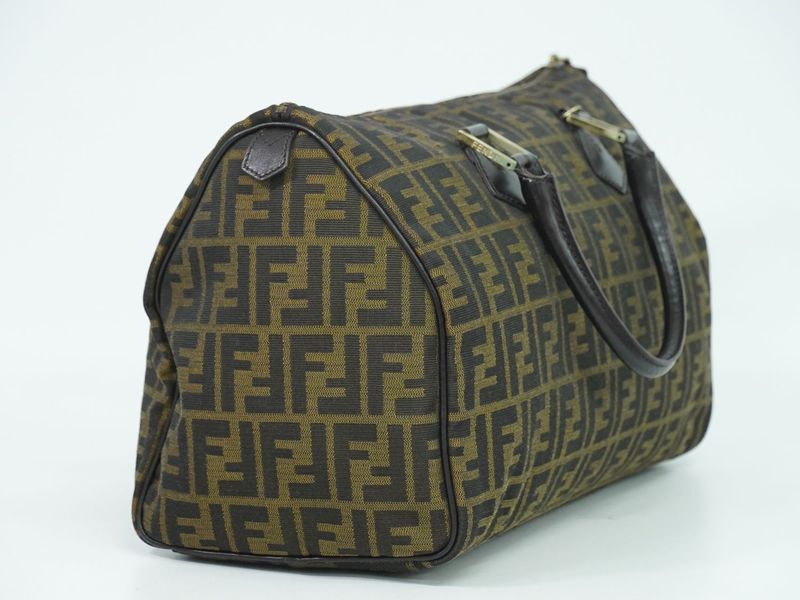 Authentic Fendi Zucca Mini Boston Bag Handbag Canvas Brown 8bl105 Zucca Bag