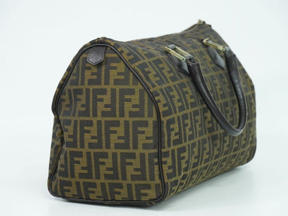 Authentic Fendi Zucca Mini Boston Bag Handbag Canvas Brown 8bl105 Zucca Bag