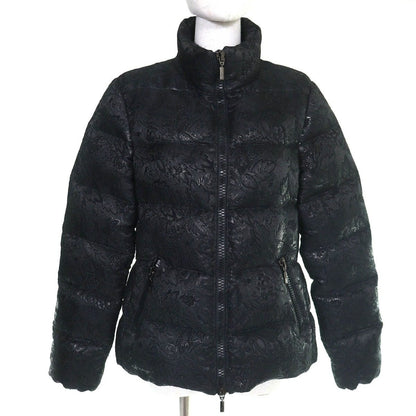 Moncler Sariette Flower Jacquard Stand Collar Double Zip Down Jacket Black 4