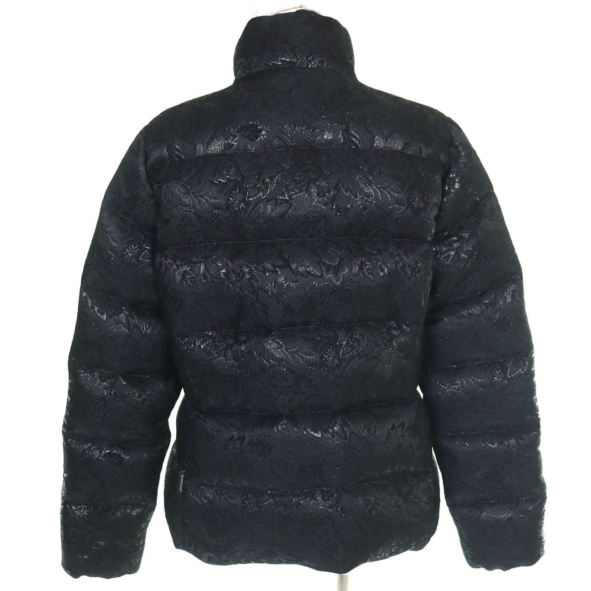 Moncler Sariette Flower Jacquard Stand Collar Double Zip Down Jacket Black 4 — view 3