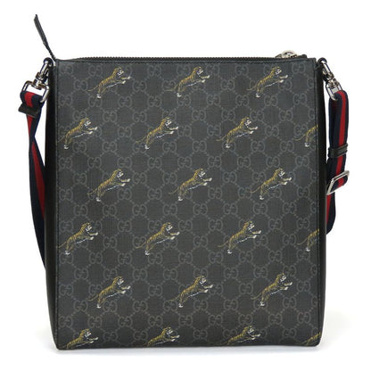 Gucci Shoulder Bag 474137 GG Supreme Canvas Black Gray Silver Hardware Tra