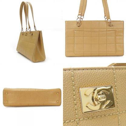 Chanel Shoulder Bag Coco Caviar Skin Beige Gold Hardware 7th Shoulder Chain