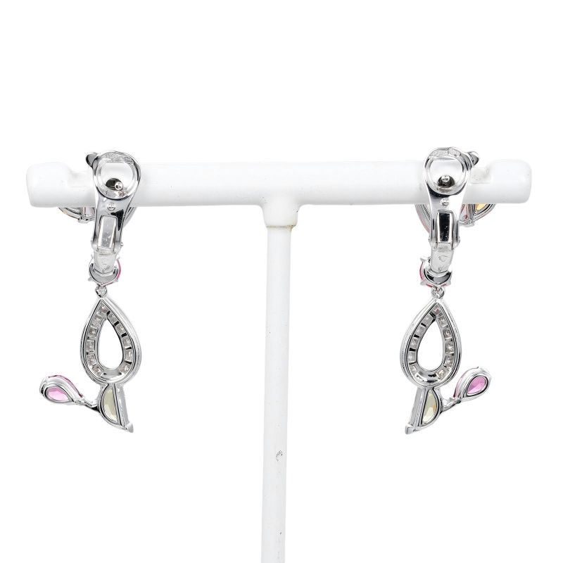 Cartier Sorbet 18kwhite Gold X Diamonds X Multi-stone Ladies 9.5g Earrings