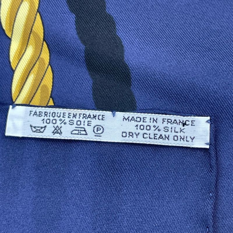 Hermes Carre 90 LES Cavaliers D'OR Golden Knight Scarf Silk Gold X Navy