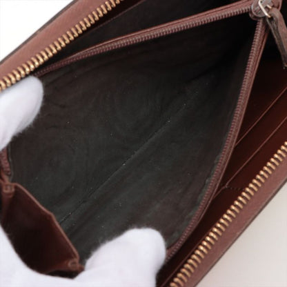 Gucci GG Supreme FAKE NOT PVC × Leather Round Zip Wallet Long Wallet 636169