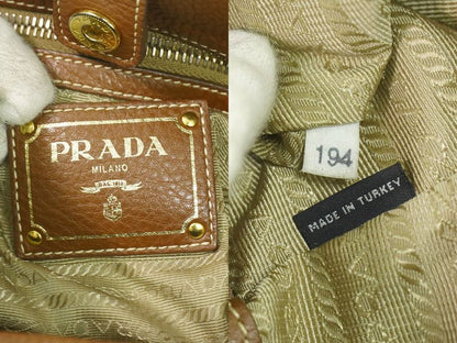 Authentic Prada Logo Shoulder Bag Canvas Brown Bag Pre-owned [follow-up Discount
