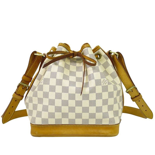 Authentic Louis Vuitton LV Noe BB Damier Azure Shoulder Bag Pochette White