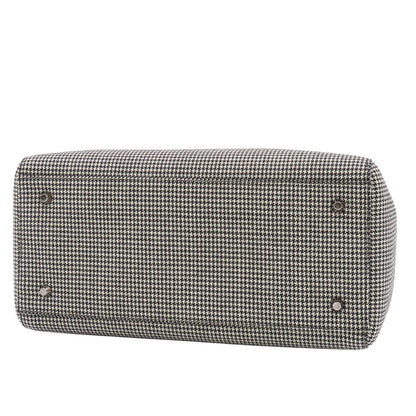 Dior Medium 2-Way Handbag Houndstooth Black White Canvas Leather — view 3