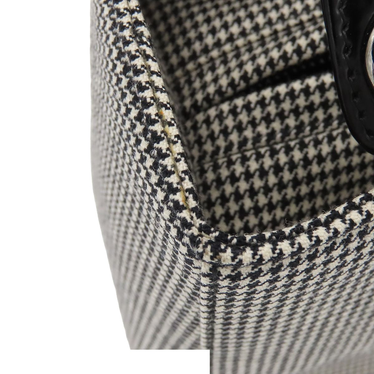 Dior Medium 2-Way Handbag Houndstooth Black White Canvas Leather — view 7