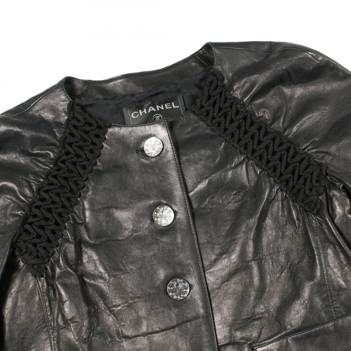Chanel Leather Jacket Open Work Border — view 11