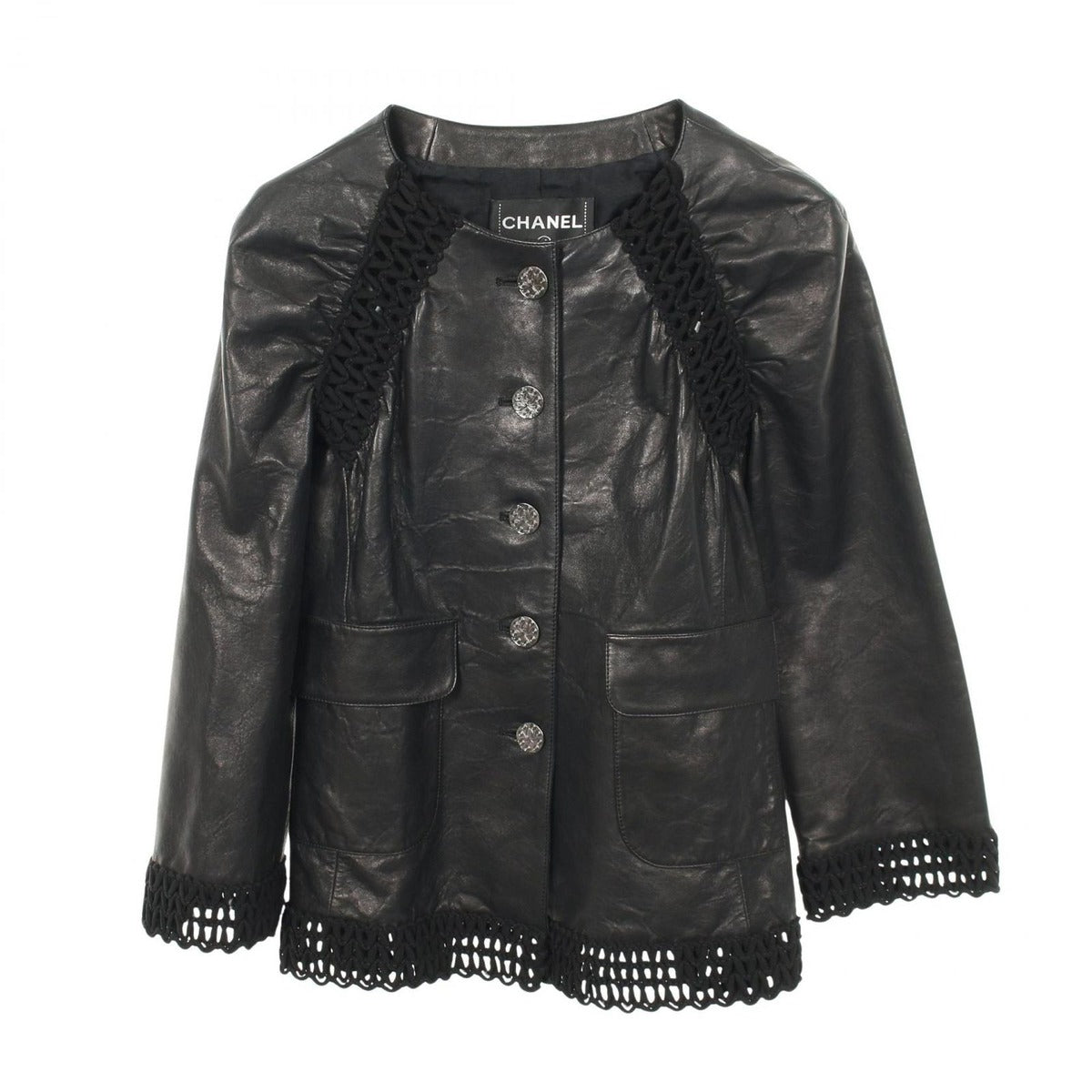 Chanel Leather Jacket Open Work Border