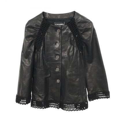 Chanel Leather Jacket Open Work Border