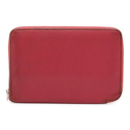 Hermes Azap Combine Round Zipper Long Wallet Chevre Leather Fusha Pink Silver