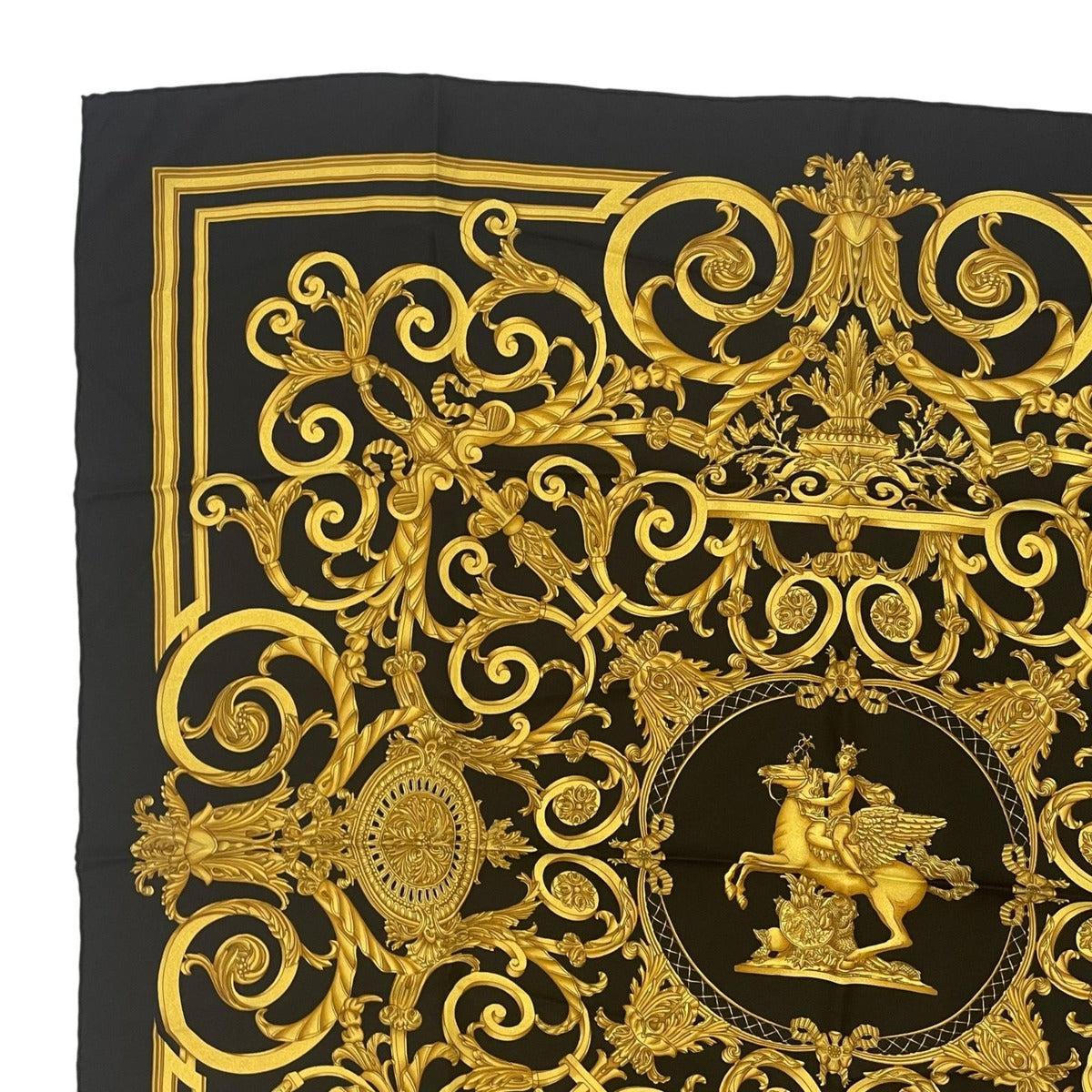 Hermes Scarf Carre 90 les Tuileries Jardin Des Black Gold — view 2