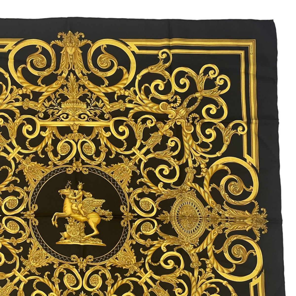 Hermes Scarf Carre 90 les Tuileries Jardin Des Black Gold — view 3
