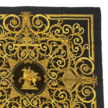 Hermes Scarf Carre 90 les Tuileries Jardin Des Black Gold — view 3