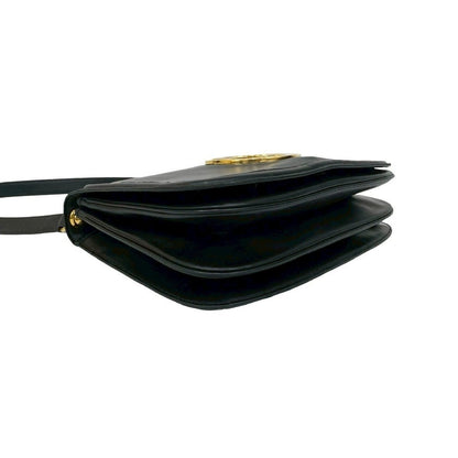 Gucci Vintage Logo Gold Leather Shoulder Bag Pochette Black — view 7