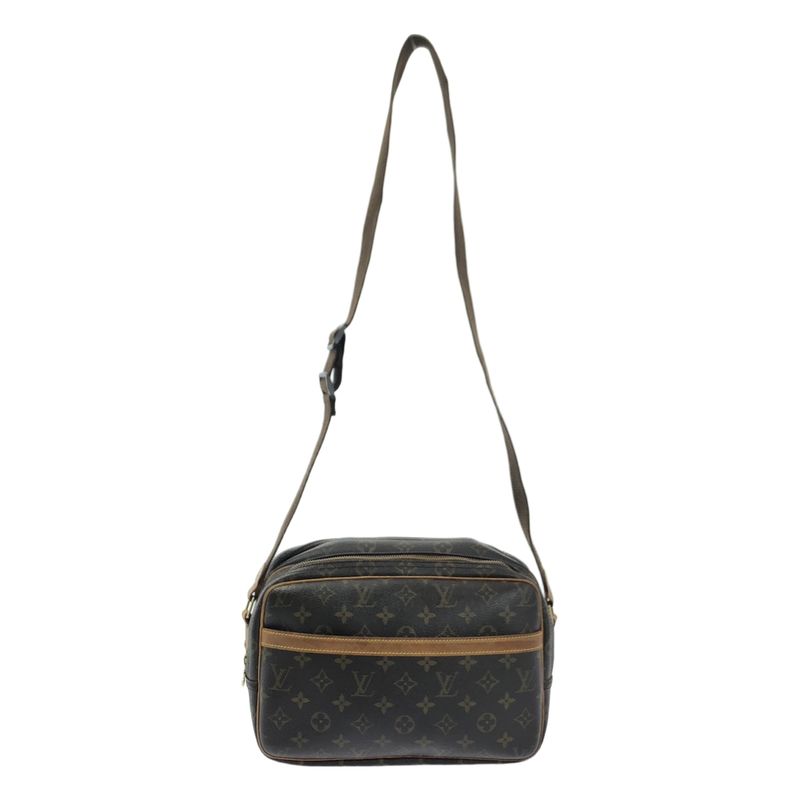 Louis Vuitton M45254 Monogram Reporter PM Leather Shoulder Bag Unisex Brown