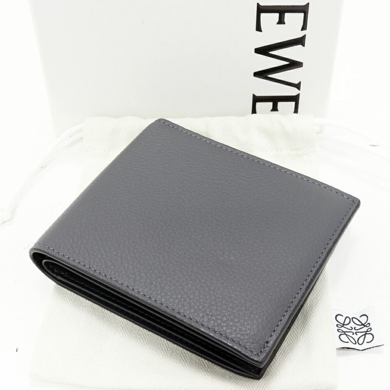 Loewe Bi-fold Coin Wallet With Coin Purse Soft Grain Calf Grey And Black