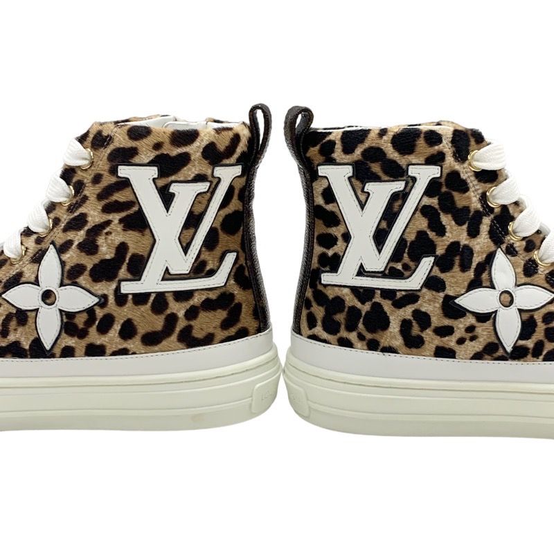 Louis Vuitton Stellar Line Sneakers Shoes Harako Leather Brown White Unused