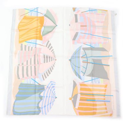 Hermes Rectangle Normandy Coastal Charm 100% Silk Blanc/bleu Glacier Scarf With