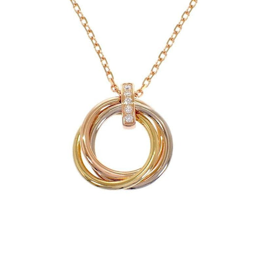 Cartier Trinity Necklace Pendant 18k Yellow Gold 18k Pink 18k White Diamond