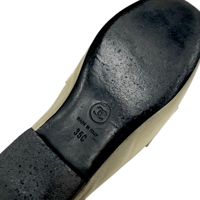 Chanel Loafers Shoes Leather Gold Flat Shoes Here Mark Chain