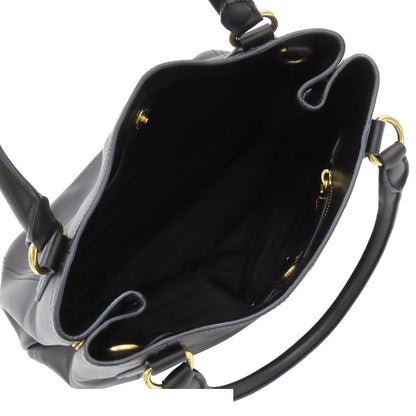 Prada 2-Way Shoulder Bag Black Calfskin Letter Ring Logo — view 5