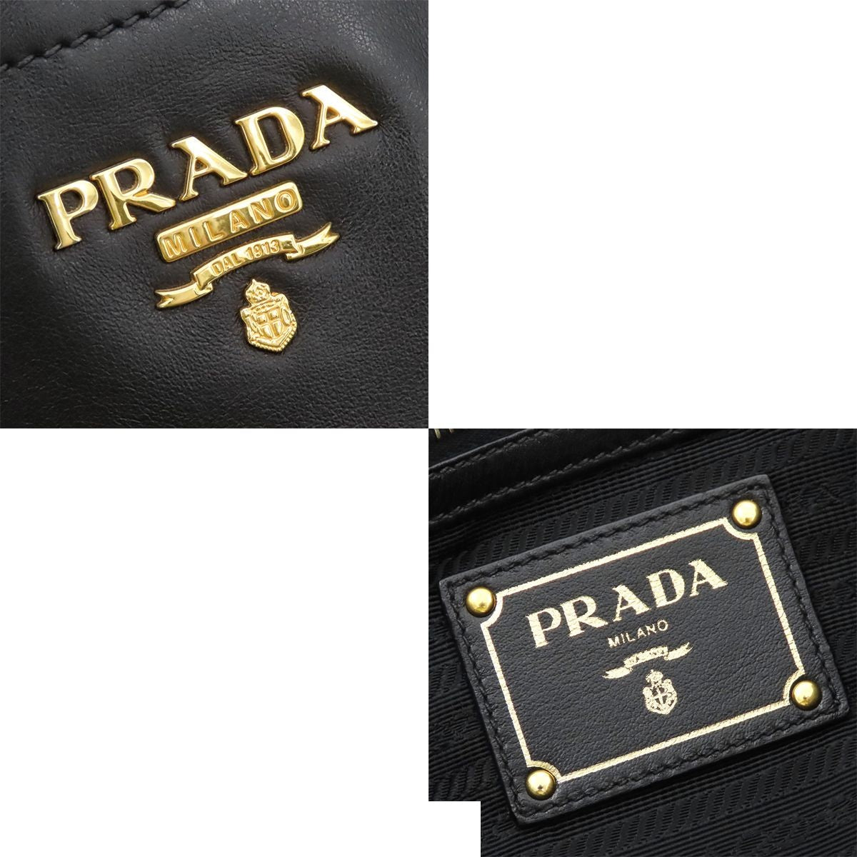 Prada 2-Way Shoulder Bag Black Calfskin Letter Ring Logo — view 6