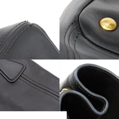 Prada 2-Way Shoulder Bag Black Calfskin Letter Ring Logo — view 7