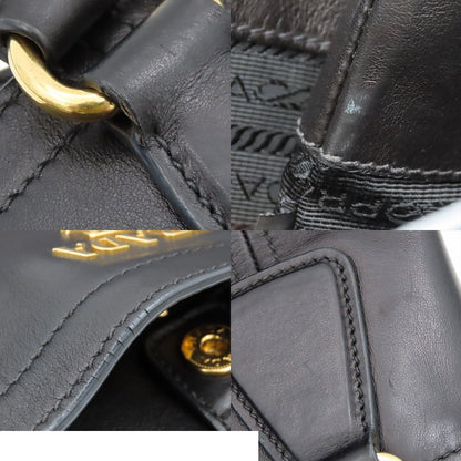 Prada 2-Way Shoulder Bag Black Calfskin Letter Ring Logo — view 8