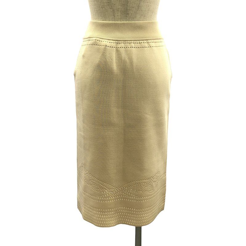 Hermes Brid De Gala Silk Perforated Knit Skirt - 36 - Beige - Women's