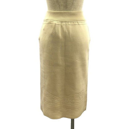 Hermes Brid De Gala Silk Perforated Knit Skirt - 36 - Beige - Women's