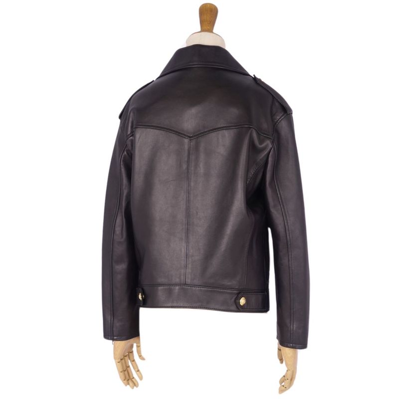 Celine Jacket 22AW Leather Jacket Biker Jacket Double Riders Lambleather