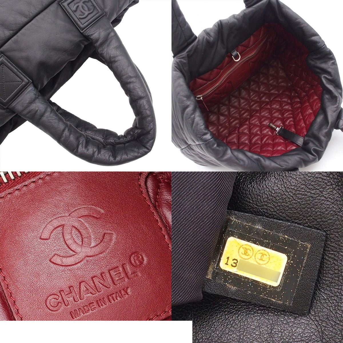 Chanel Coco Cocoon MM Black Bordeaux Silver Leather Reversible Tote Bag — view 5
