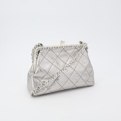 Chanel Fishmouth Chain Shoulder Bag Silver Vintage 3 Rd
