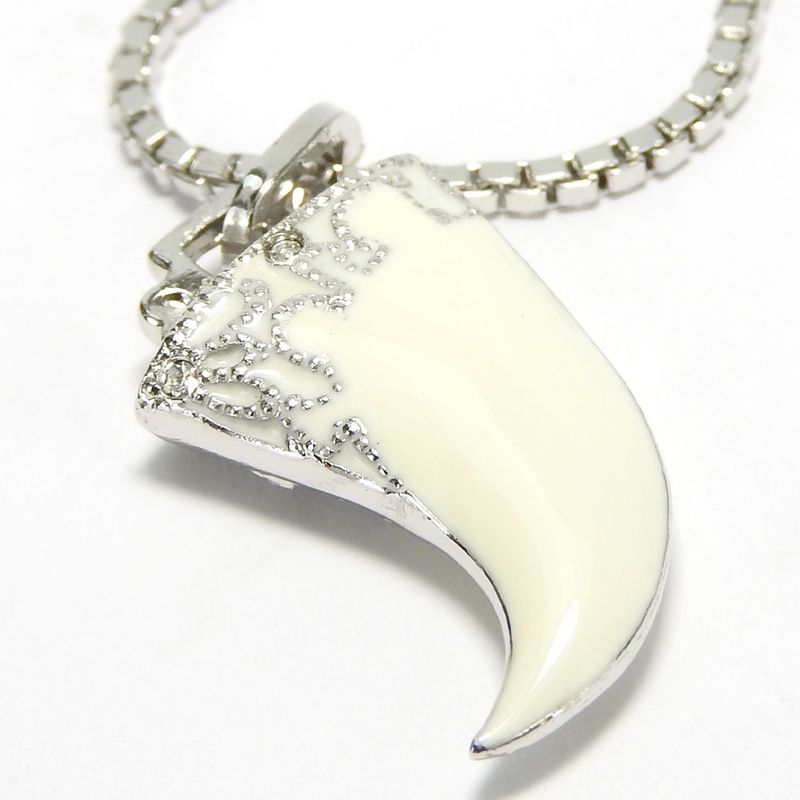 Christian Dior Necklace Metal Silver Hardware Fang Motif Plated Accessory