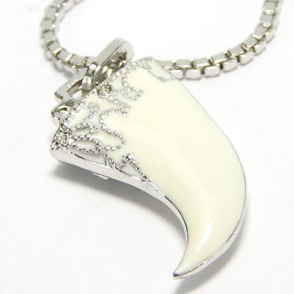 Christian Dior Necklace Metal Silver Hardware Fang Motif Plated Accessory