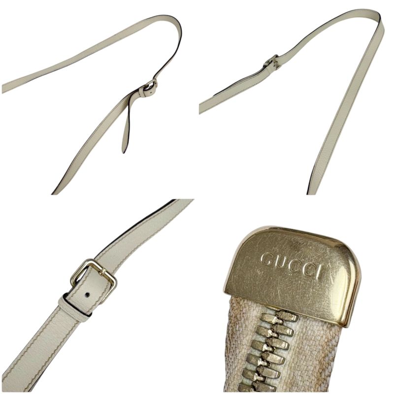 Gucci Shoulder Bag GG Canvas Sherry Line Ribbon Brown White Leather Crossbody