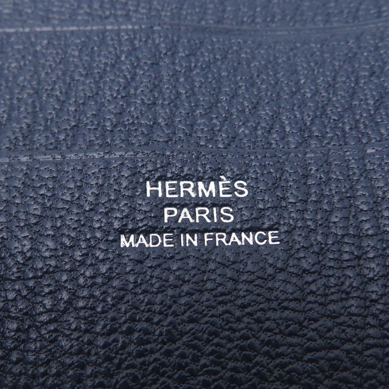 Hermes Trifold Chevre Navy Wallet
