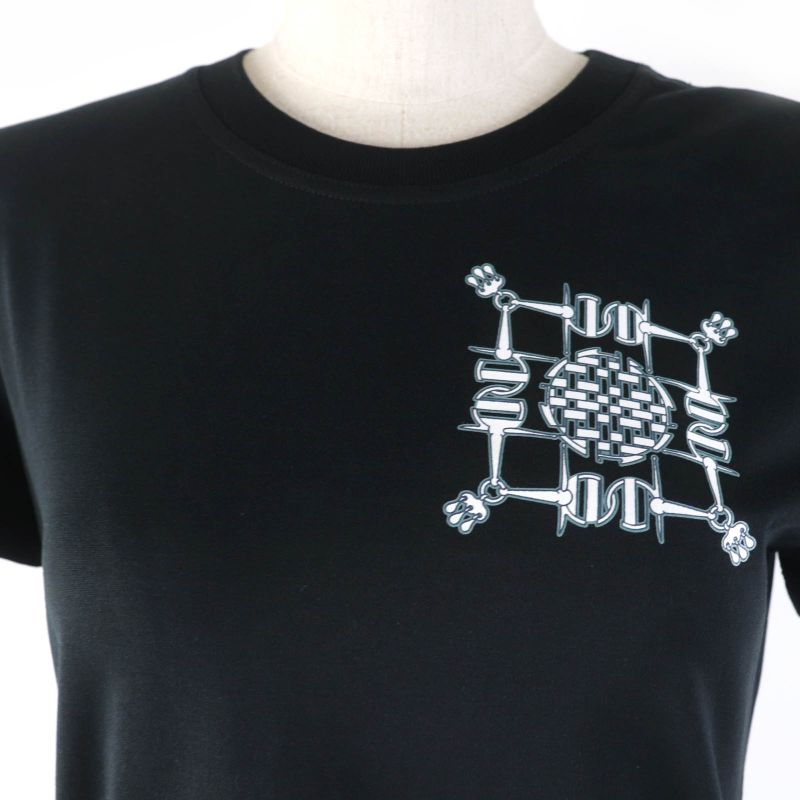 Hermes 2024ss 4h4642da 100% Cotton Short Sleeve T-shirt Black 34 Made In France