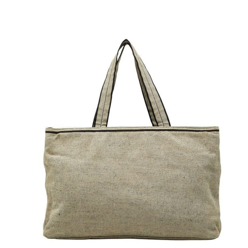 Prada White Black Canvas Tote