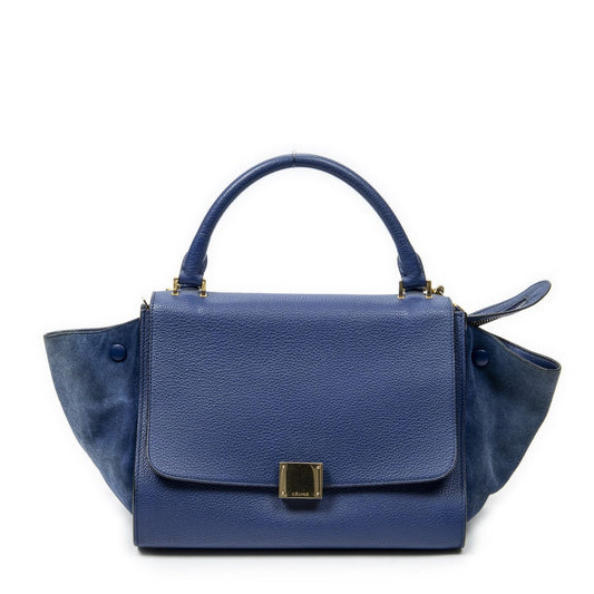 Celine Small Medium Swing Royal Blue Grain Calfskin Leather Shoulder Bag