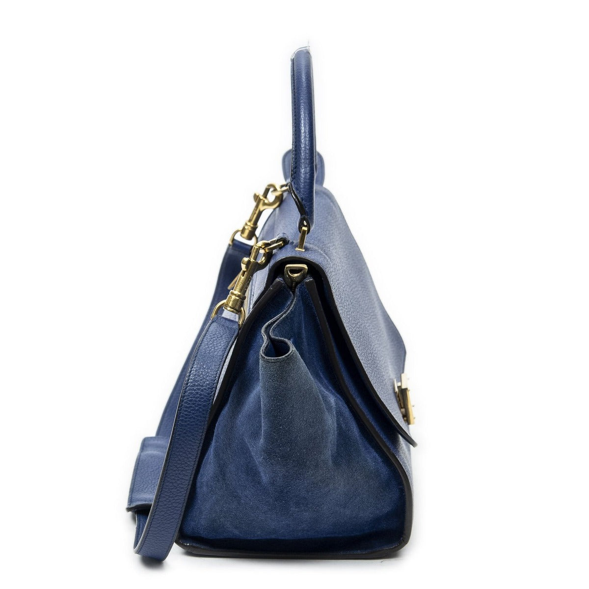Celine Small Medium Swing Royal Blue Grain Calfskin Leather Shoulder Bag — view 4